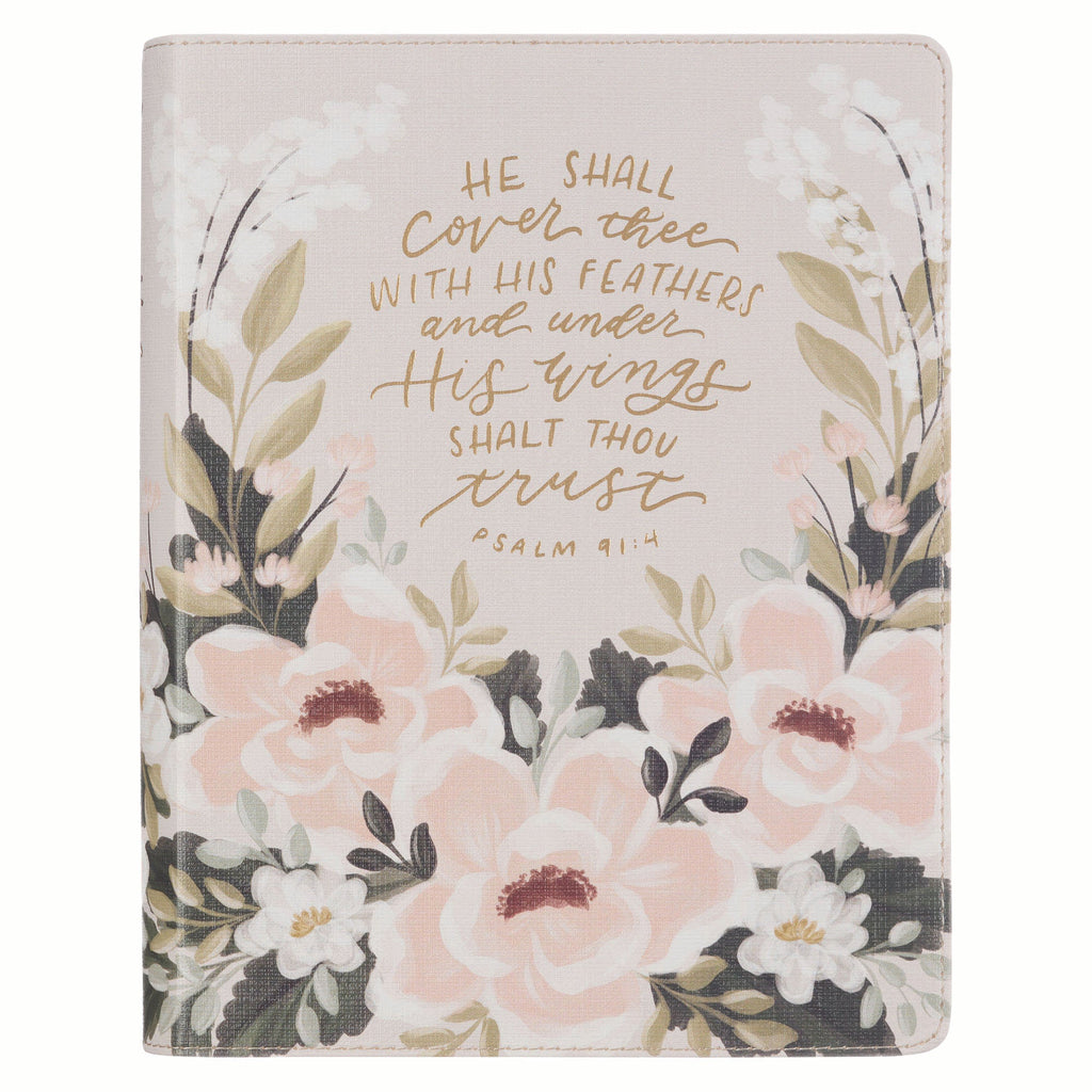 KJV Journaling Bible with Cream Floral Printed Cover, Featuring Psalm 119:97, 'He Is Our Peace'