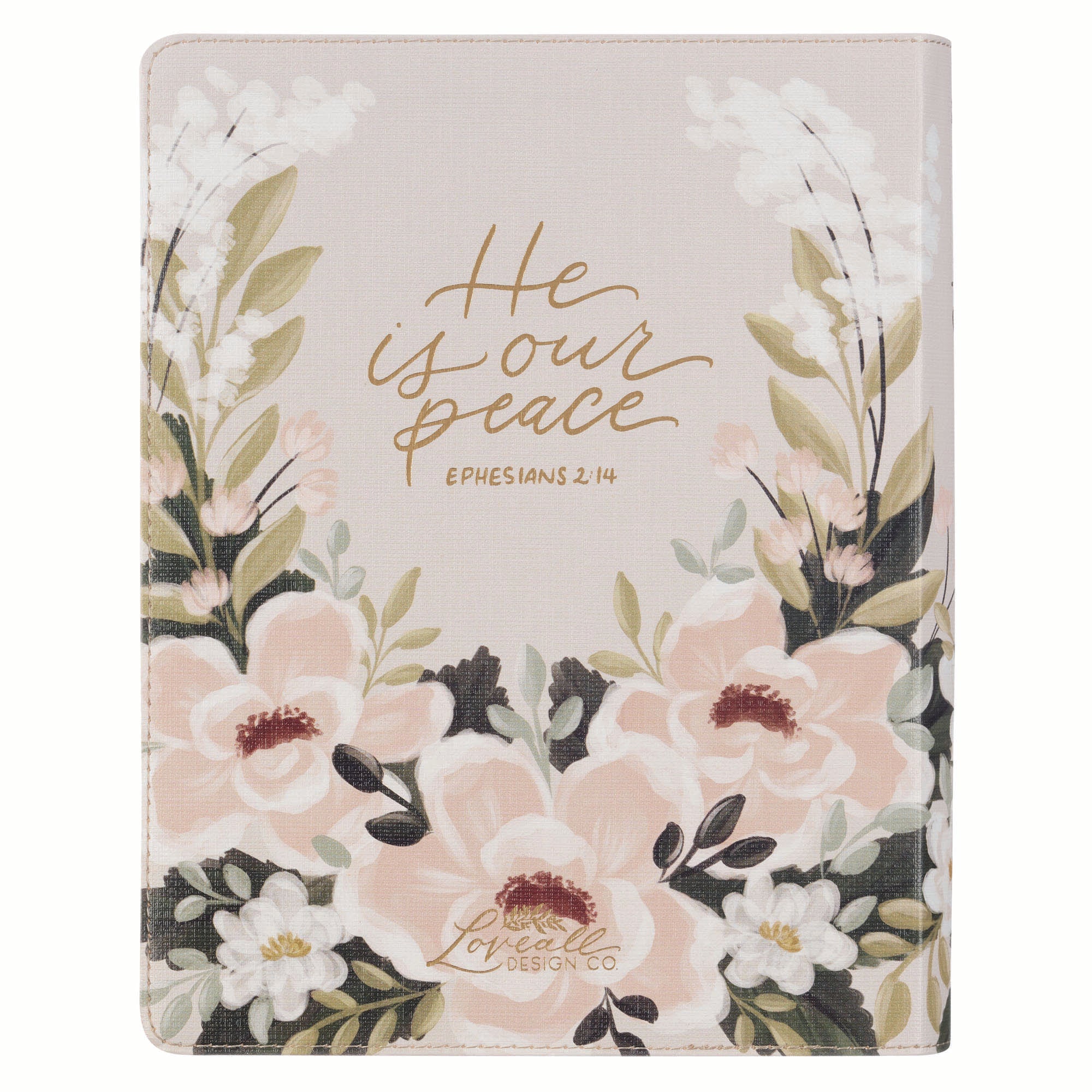 KJV Journaling Bible with Cream Floral Printed Cover, Featuring Psalm 119:97, 'He Is Our Peace'