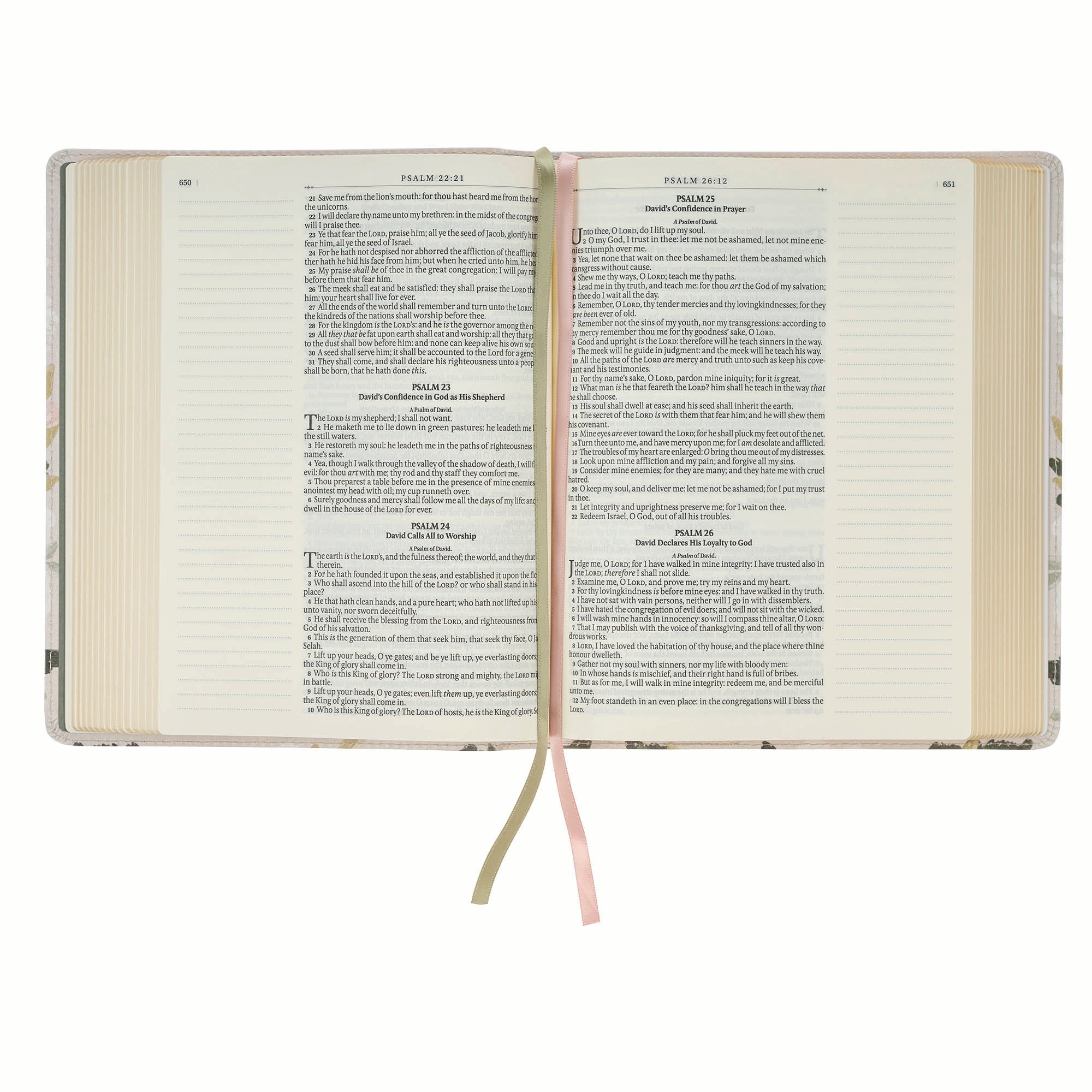 KJV Journaling Bible with Cream Floral Printed Cover, Featuring Psalm 119:97, 'He Is Our Peace'