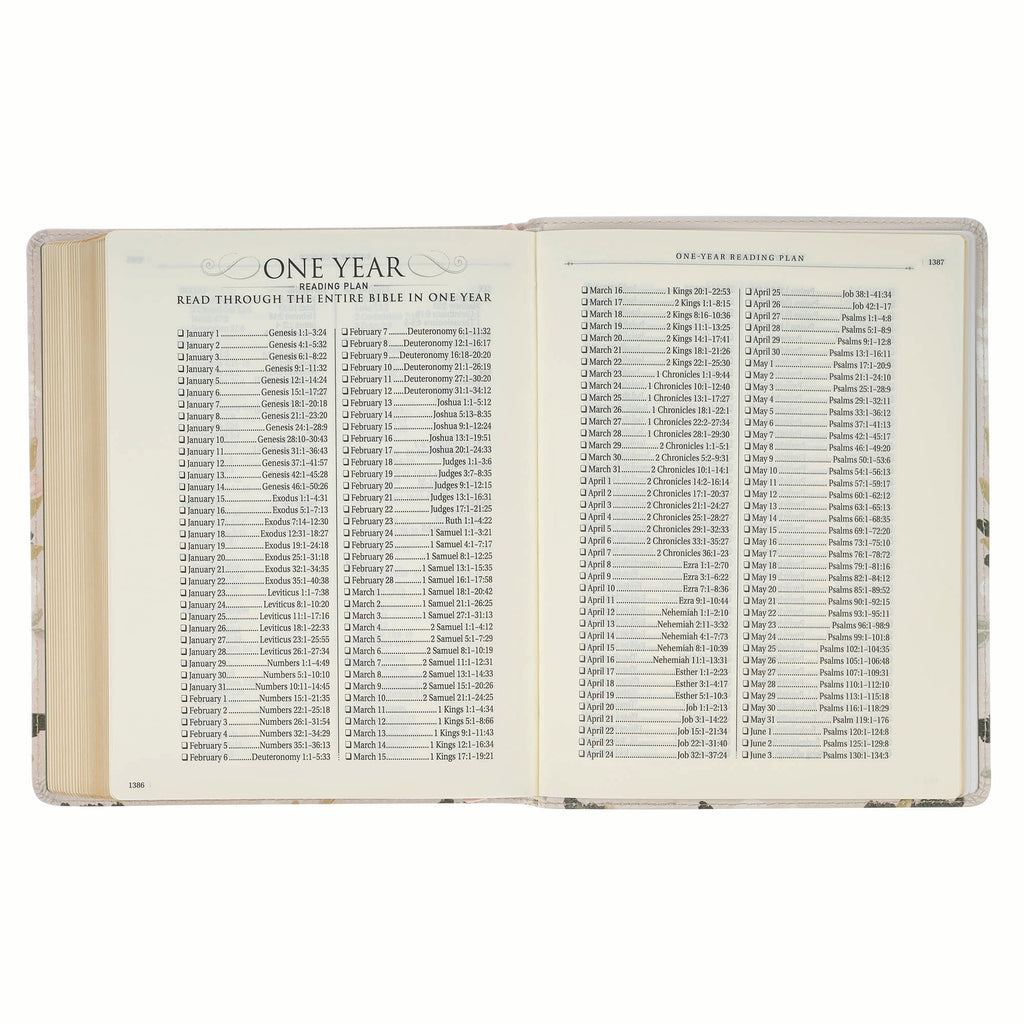 KJV Journaling Bible with Cream Floral Printed Cover, Featuring Psalm 119:97, 'He Is Our Peace'