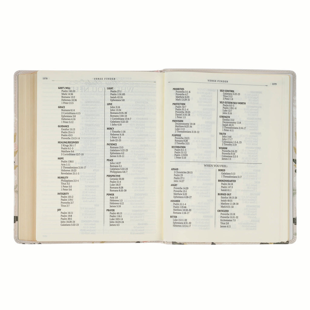 KJV Journaling Bible with Cream Floral Printed Cover, Featuring Psalm 119:97, 'He Is Our Peace'