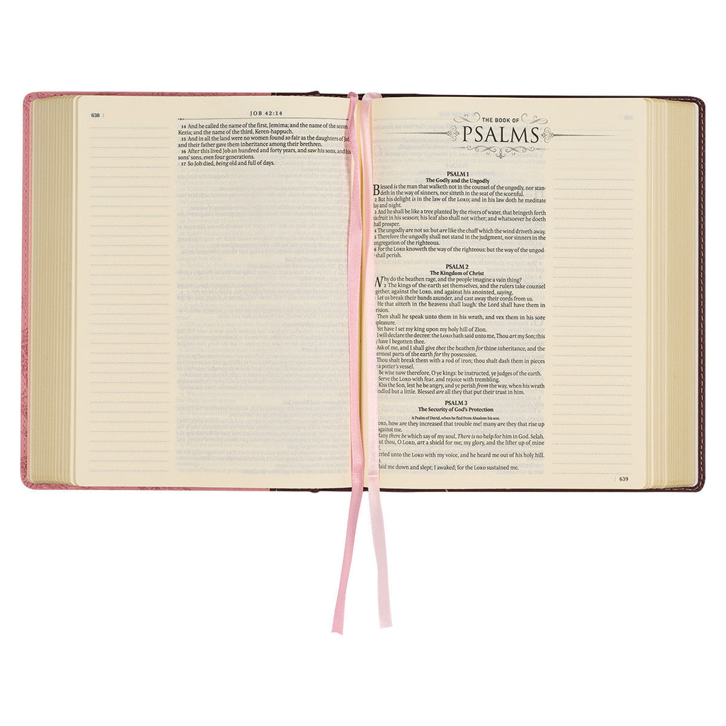 Black letter edition KJV Devotional Journaling Bible with floral patterns and ample space for notes