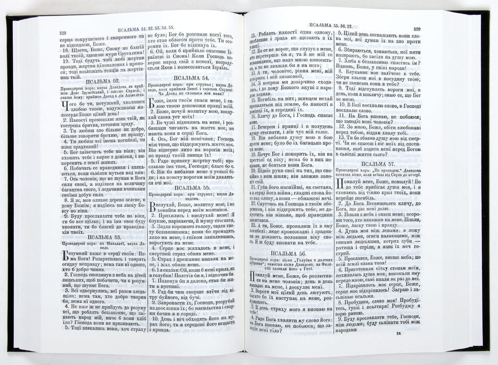 Close-up of Ukrainian International Bilingual Bible Edition with Kulish Version