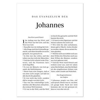 Close-up of the pages of Das Evangelium Des Johannes, a German translation of the Gospel of John Bible