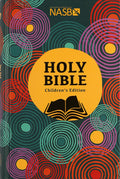 Colorful illustration of the NASB Holy Bible Children's Edition (Red Letter Edition) for kids