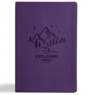 Colourful KJV Explorer Bible for kids with purple cover and indexed pages.