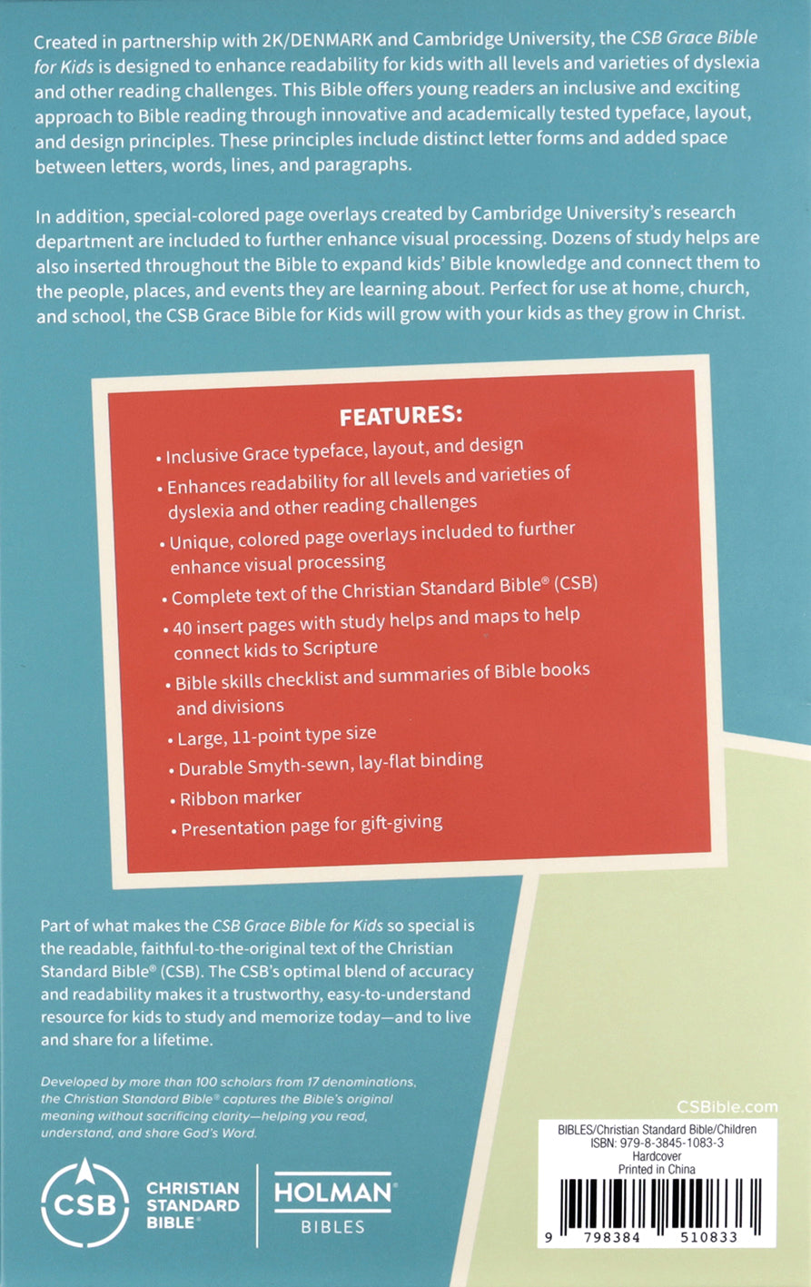 CSB Grace Bible for Kids: dyslexia-friendly black letter edition