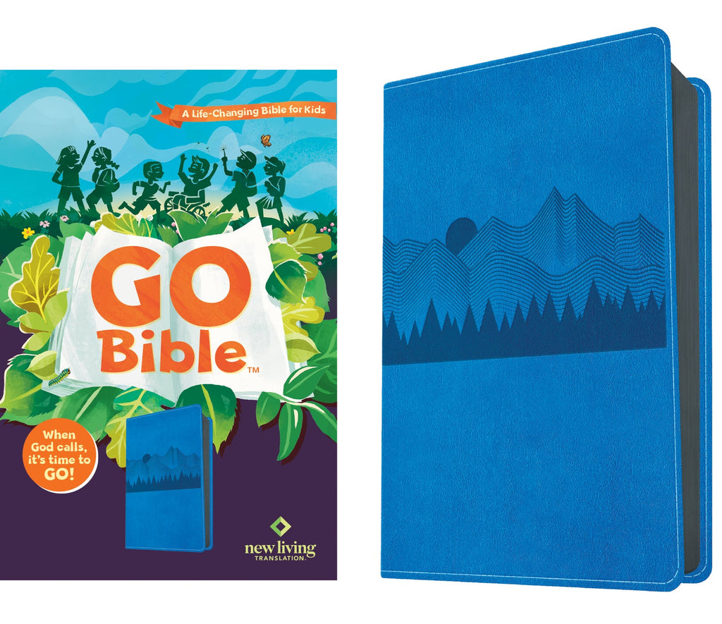 NLT Go Bible for Kids with vibrant Blue Mountains imagery