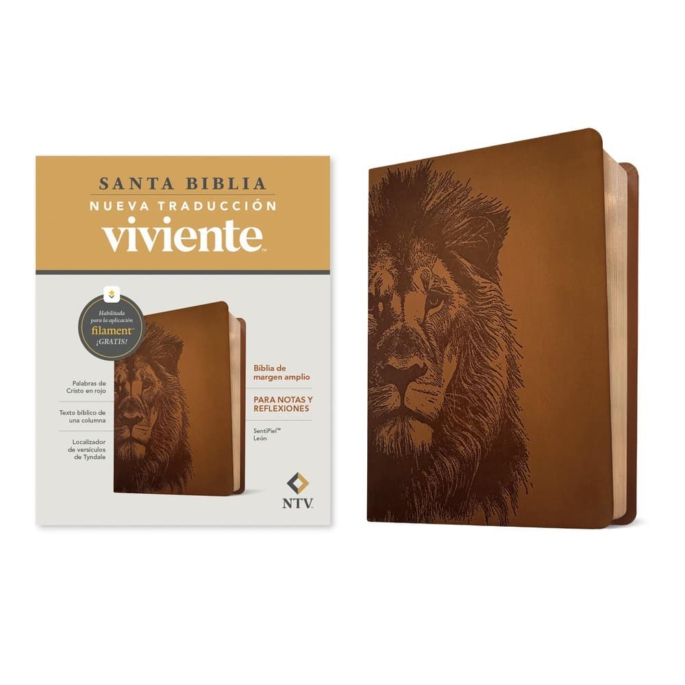 NTV Biblia de Margen Amplio con Filament, Marrón León (Spanish Red Letter Edition)