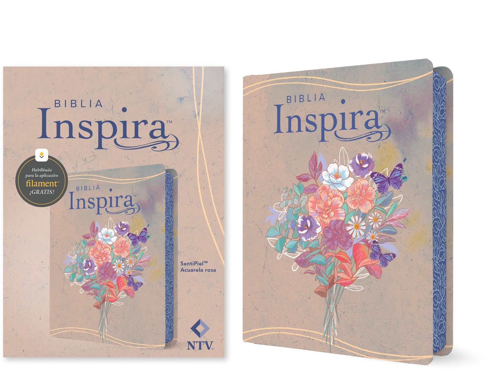 Biblia Inspiradora con Acuarela Rosa, Edición en Español