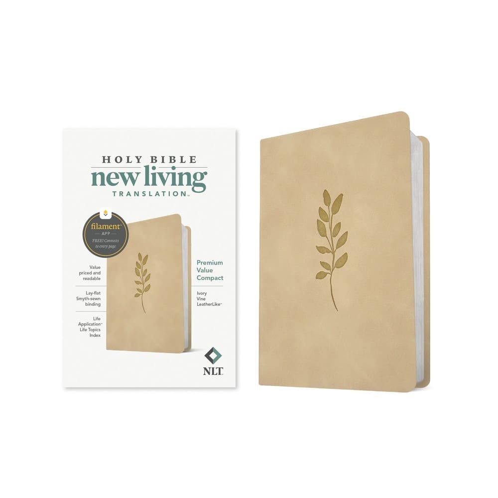 NLT Premium Value Compact Bible with Filament Enabled Edition, Ivory Vine cover design