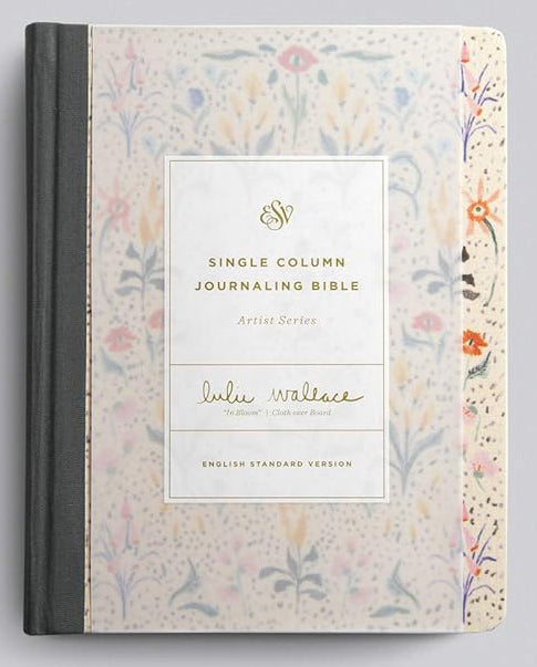 Close-up of ESV Single Column Journaling Bible 2nd Edition Artist Series by Lulie Wallace In Bloom