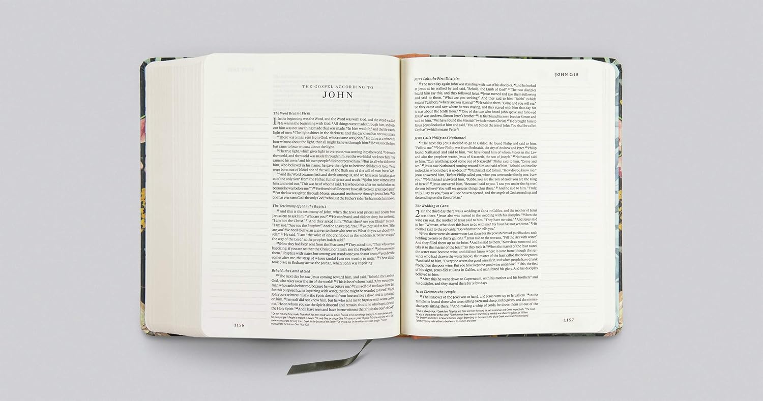 Image of the ESV Single Column Journaling Bible, Artist Series by Ruth Chou Simons, highlighting its beautiful design and jou