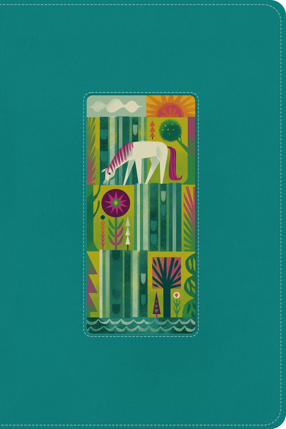 Close-up of ESV The Biggest Story Holy Bible for Kids in Teal Waterfall Design