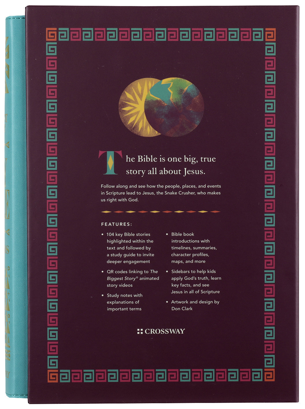 ESV The Biggest Story Holy Bible for Kids in Teal Waterfall Design with cover open