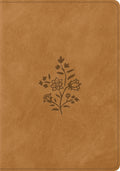 Explore the ESV Single Column Journaling Bible featuring nubuck caramel leather and a beautiful wildflower design.