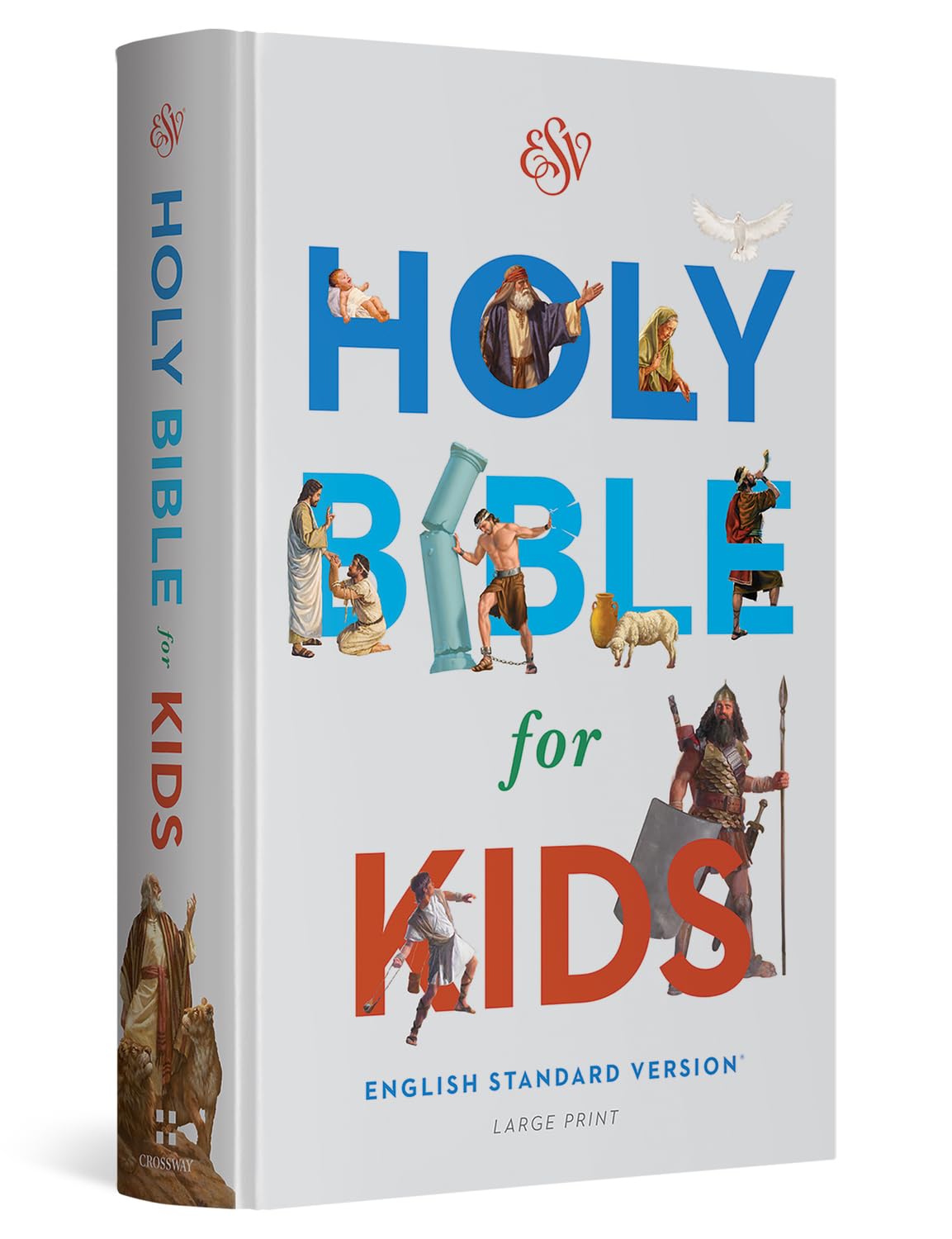 Large print edition of the ESV Holy Bible for kids, featuring black letter text and easy-to-read layout.