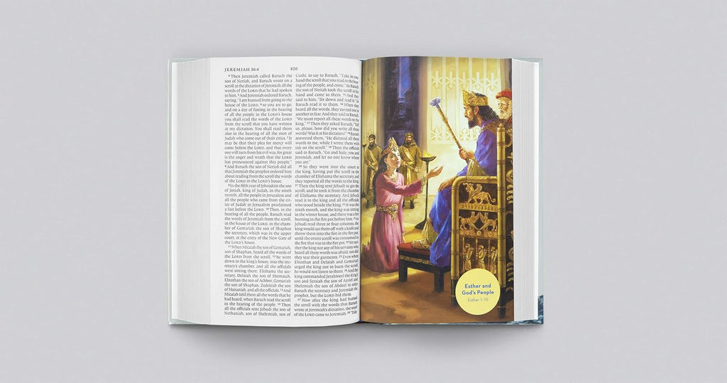 Front cover of the ESV Holy Bible for kids, highlighting large print format and black letter text.