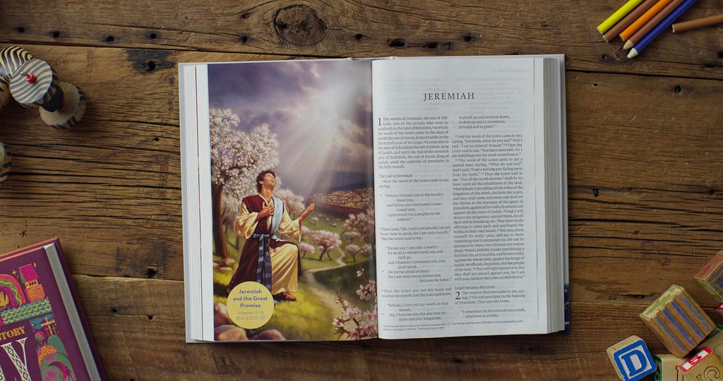 Inside pages of the ESV Holy Bible for kids, demonstrating large print and easy-to-read black letter edition experience.