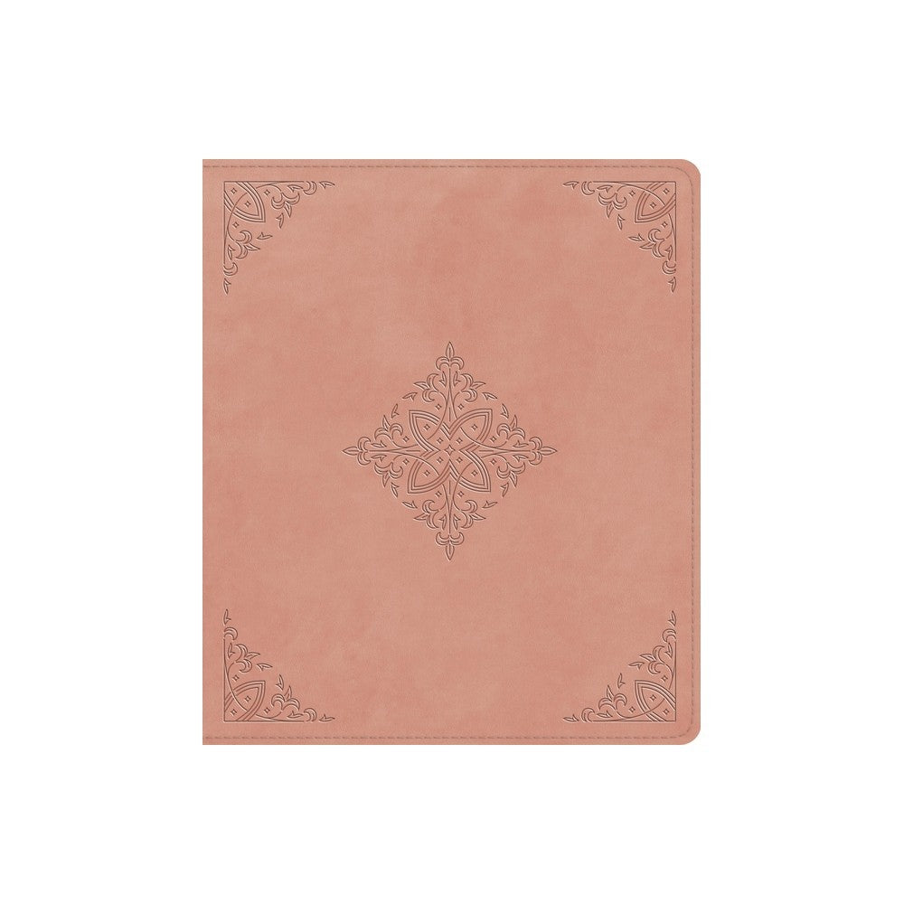 ESV Journaling Bible in red letter edition with journaling space and a blush rose, fleur-de-lis design
