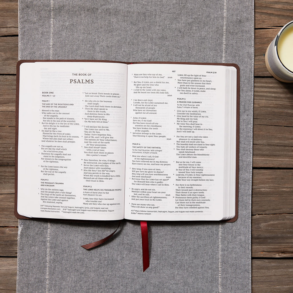 NKJV, Thinline Bible, Verse Art Cover Collection, Genuine Leather, Brown, Red Letter, Comfort Print: Holy Bible, New King James Version Leather Bound. Simple/ Indexed