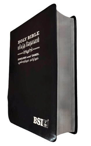 Tamil-English Parallel Bible, Large Font China Print Edition, BSI Black Leather with Silver Edges (ISBN: 9789393511881)