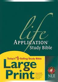 Large print edition of the NLT Life Application Study Bible with in-depth study notes