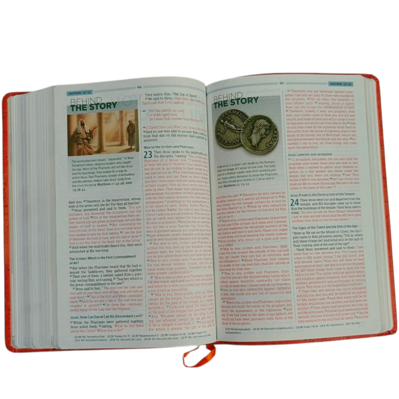 NKJV Essential Teen Study Bible – Orange Cork LeatherTouch (146 Devotions)
