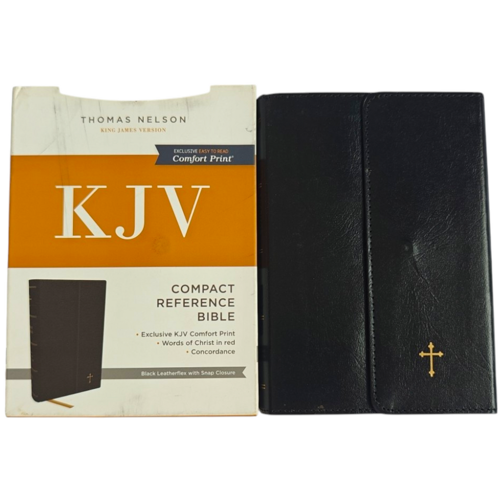 KJV Compact Reference Bible, Comfort Print – Black Leatherflex with Snap Closure (Thomas Nelson)