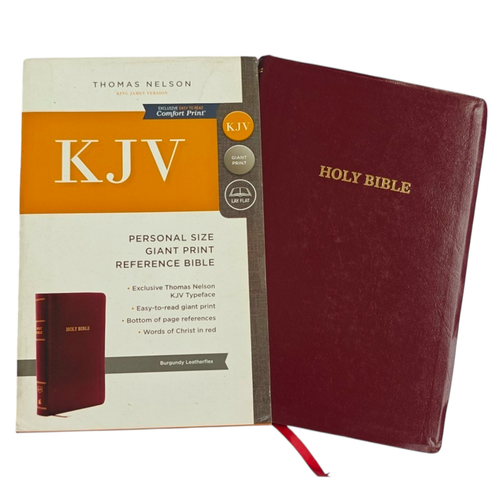 KJV Personal Size Giant Print Reference Bible, Comfort Print – Burgundy Leatherflex, Lay Flat (Thomas Nelson)