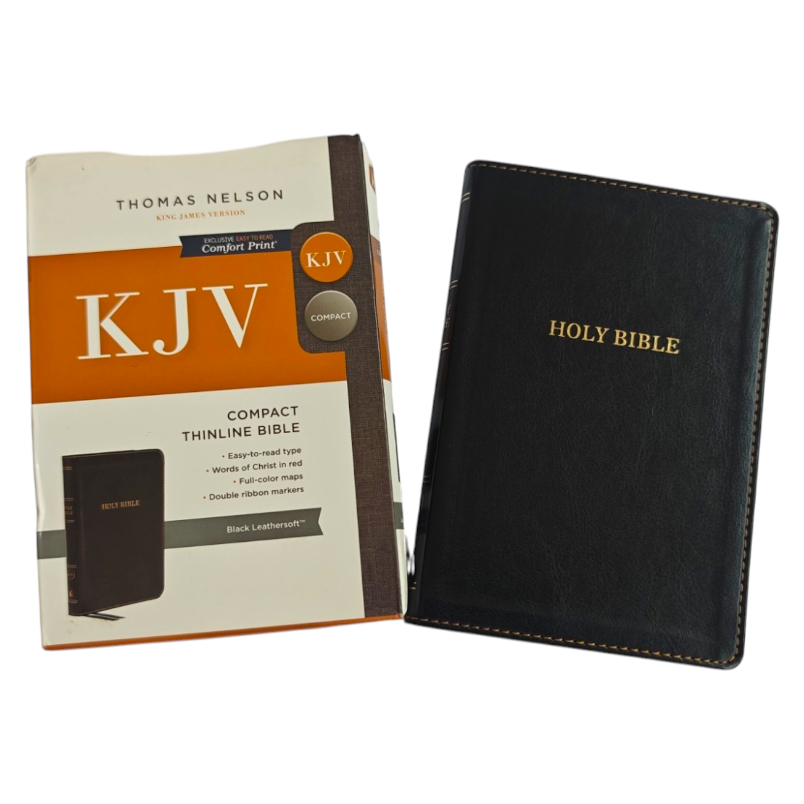 KJV Compact Thinline Bible, Comfort Print – Black Leathersoft (Thomas Nelson)