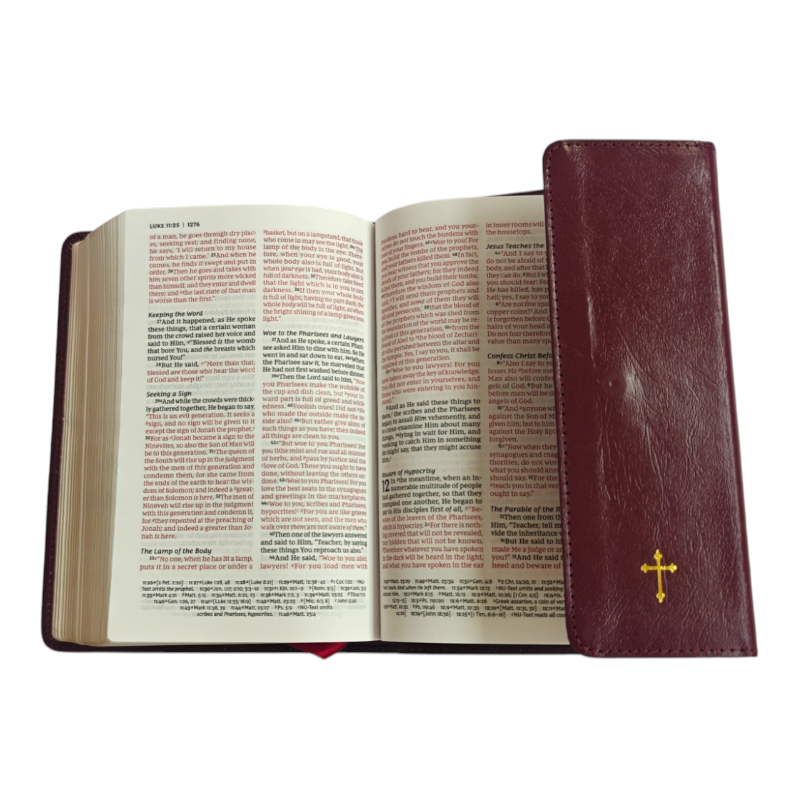 NKJV Compact Reference Bible, Comfort Print – Burgundy Leatherflex with Snap Closure (Thomas Nelson)