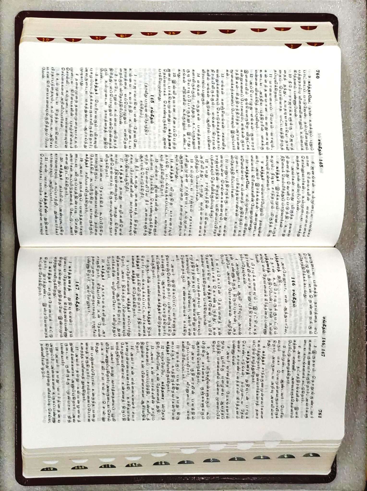Korean Tamil Bilingual Bible, Burgundy Leather-Look Cover with Index, ISBN 9788122140330