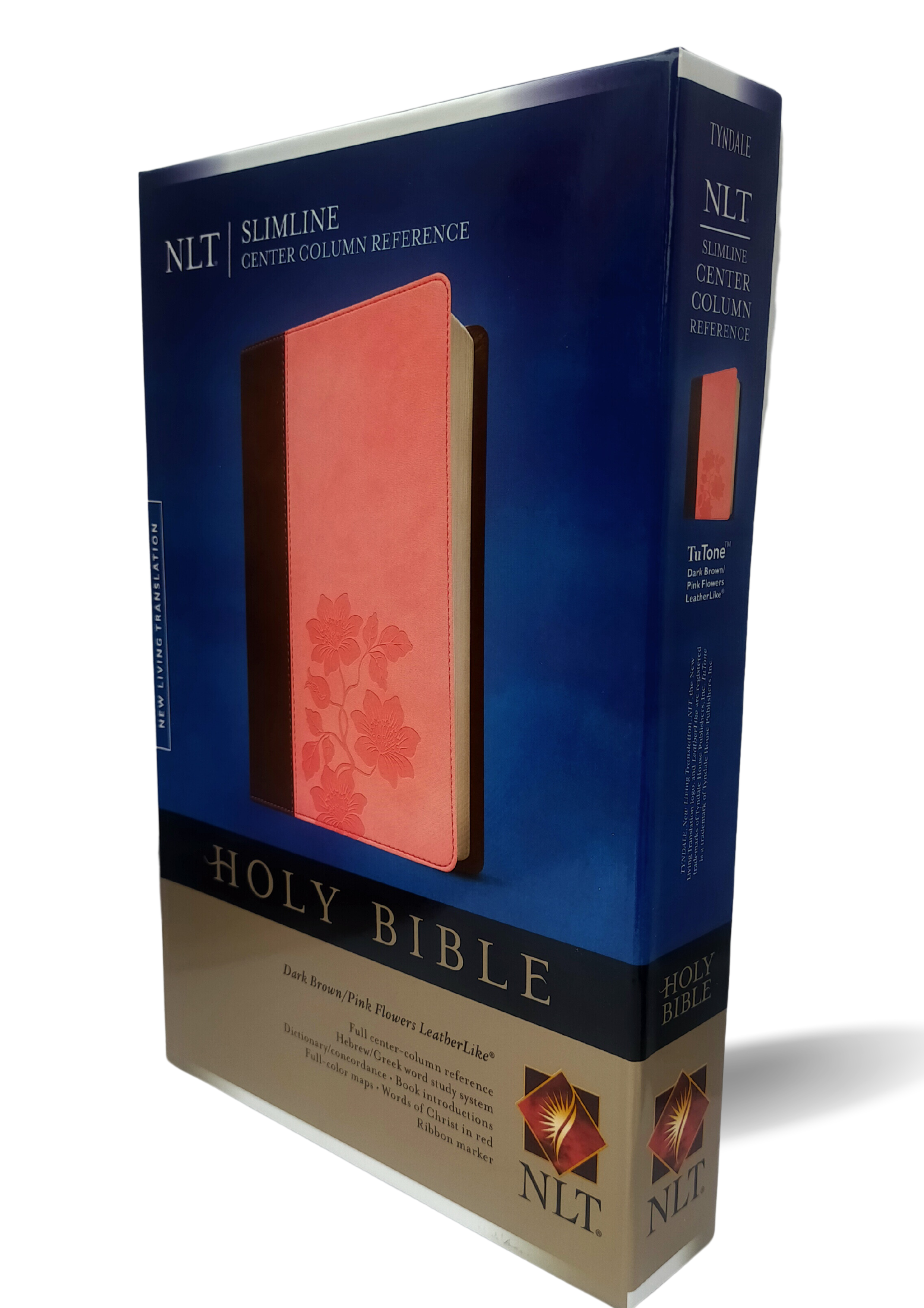 NLT Slimline Center Column Reference Bible, Brown/Pink (Slimline Reference: NLT) Imitation Leather