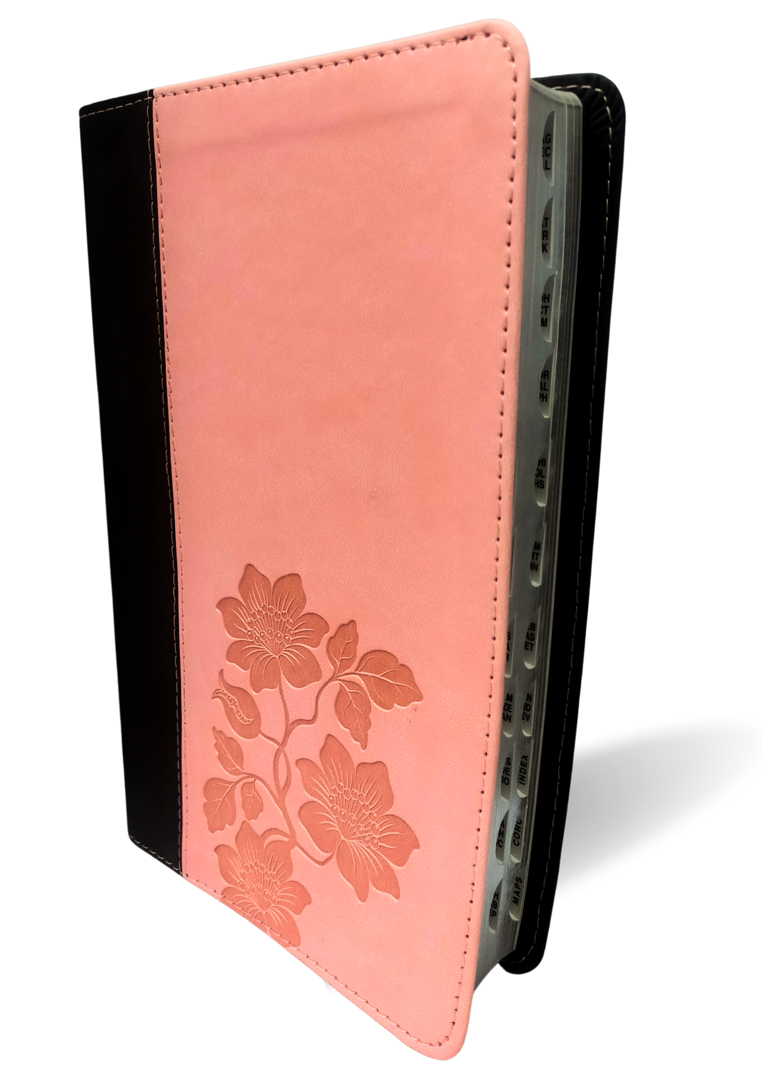 NLT Slimline Center Column Reference Bible, Indexed: New Living Translation Dark Brown / Pink Flowers TuTone LeatherLike Slimline Center Column Reference (Slimline Reference: NLTse)