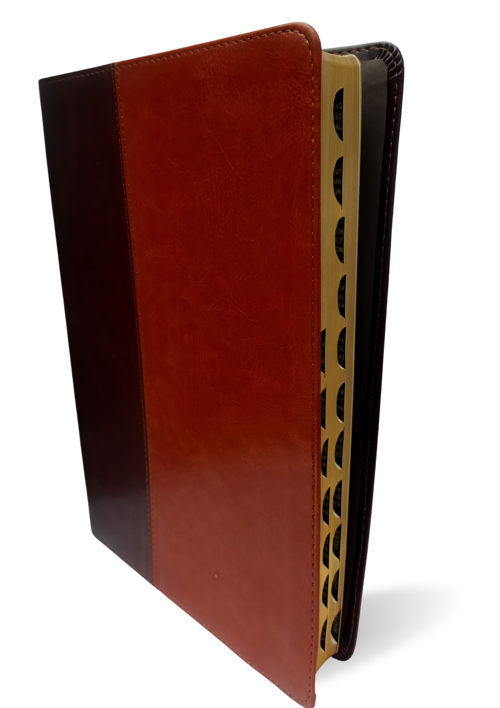 NLT Slimline Center Column Reference Bible, TuTone Indexed Imitation Leather (Red Letter, LeatherLike, Brown/Tan)