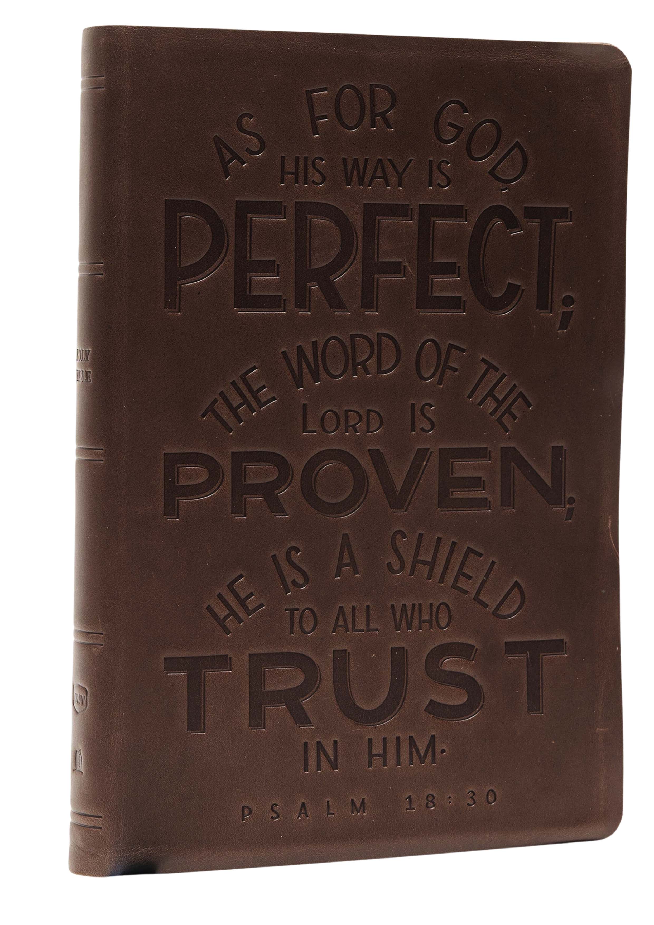 NKJV, Thinline Bible, Verse Art Cover Collection, Genuine Leather, Brown, Red Letter, Comfort Print: Holy Bible, New King James Version Leather Bound. Simple/ Indexed