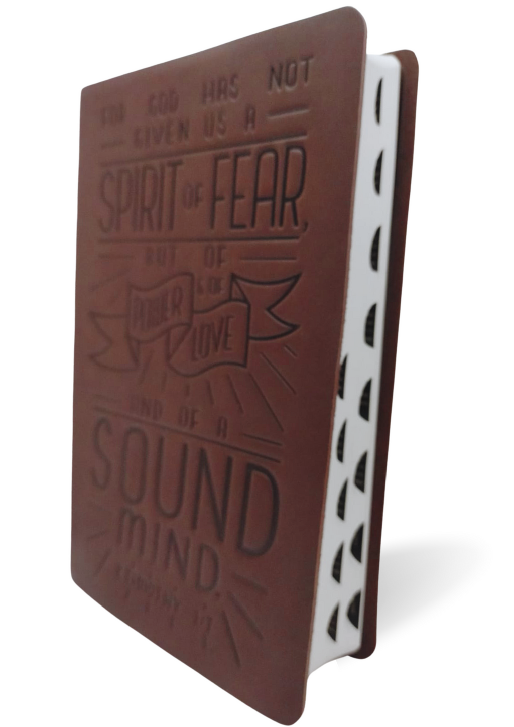 NKJV, Personal Size Reference Bible, Verse Art Cover Collection, Genuine Leather, Brown, Red Letter, Comfort Print: Holy Bible, New King James Version Leather Bound. Simple / Thumb Indexed.