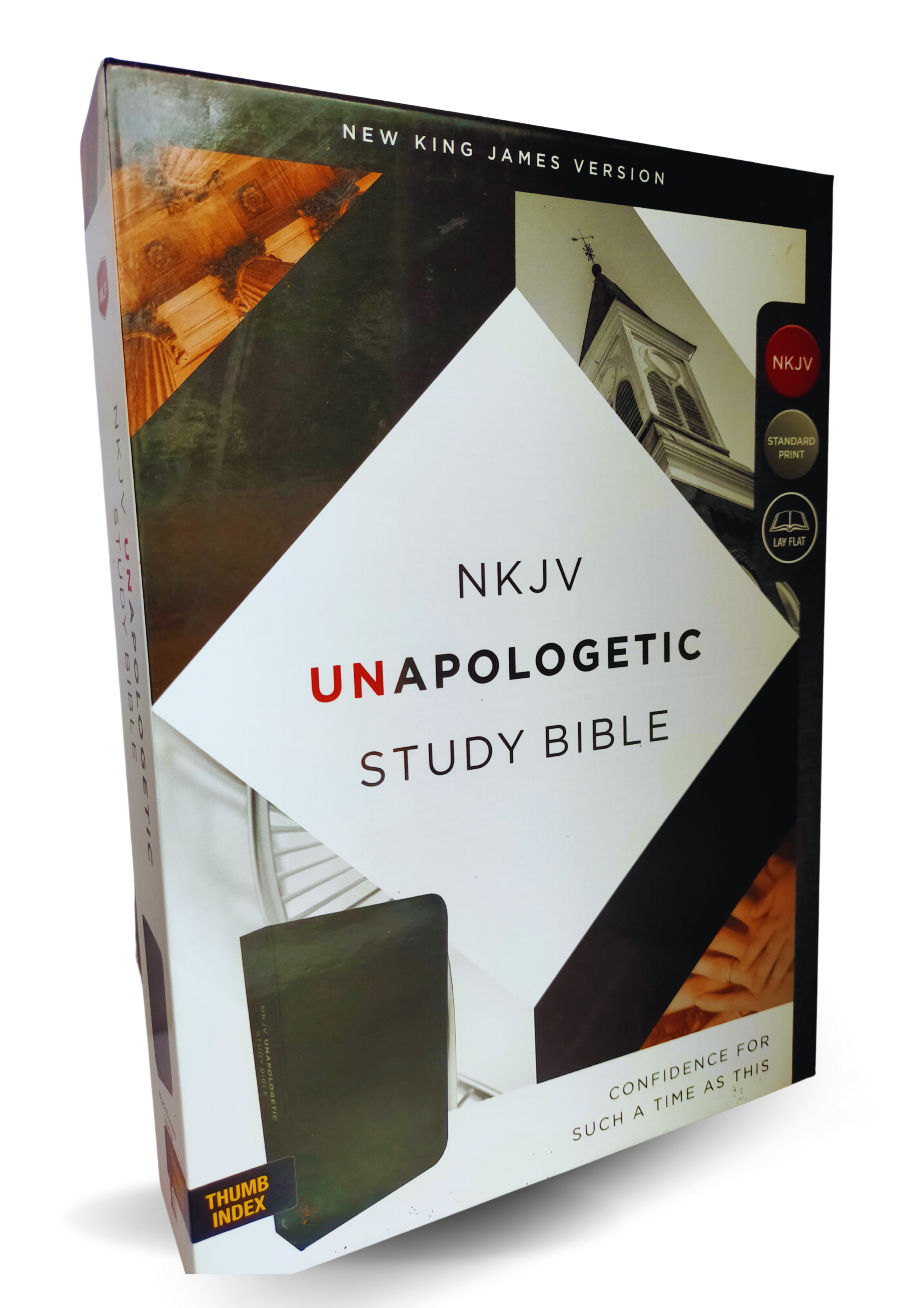 New King James Version (NKJV), Unapologetic Study Bible, Bonded Leather, Black, Thumb Indexed, Red Letter  (English, Leather / fine binding)