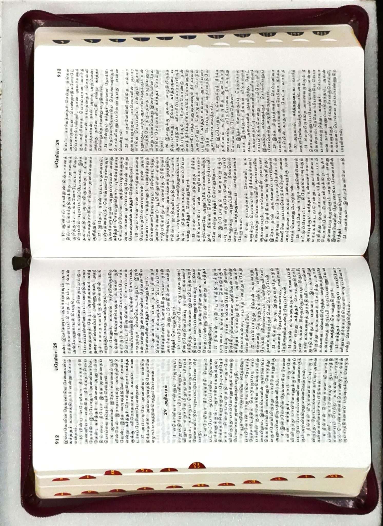 Korean Tamil Bilingual Bible, Large Print, Burgundy Zip Cover, No Thumb Index (ISBN: 9788119796496)
