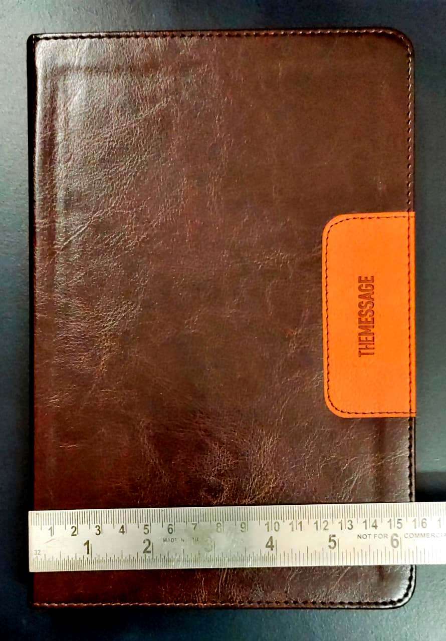 The Message Bible: Slimline Edition in Brown and Saddle Tan Leather-Look