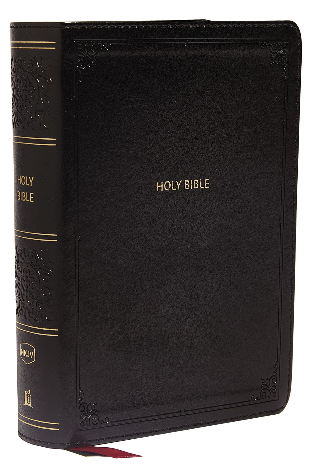 NKJV Compact Leathersoft End-of-Verse Reference Bible in Black with Red Letter Comfort Print