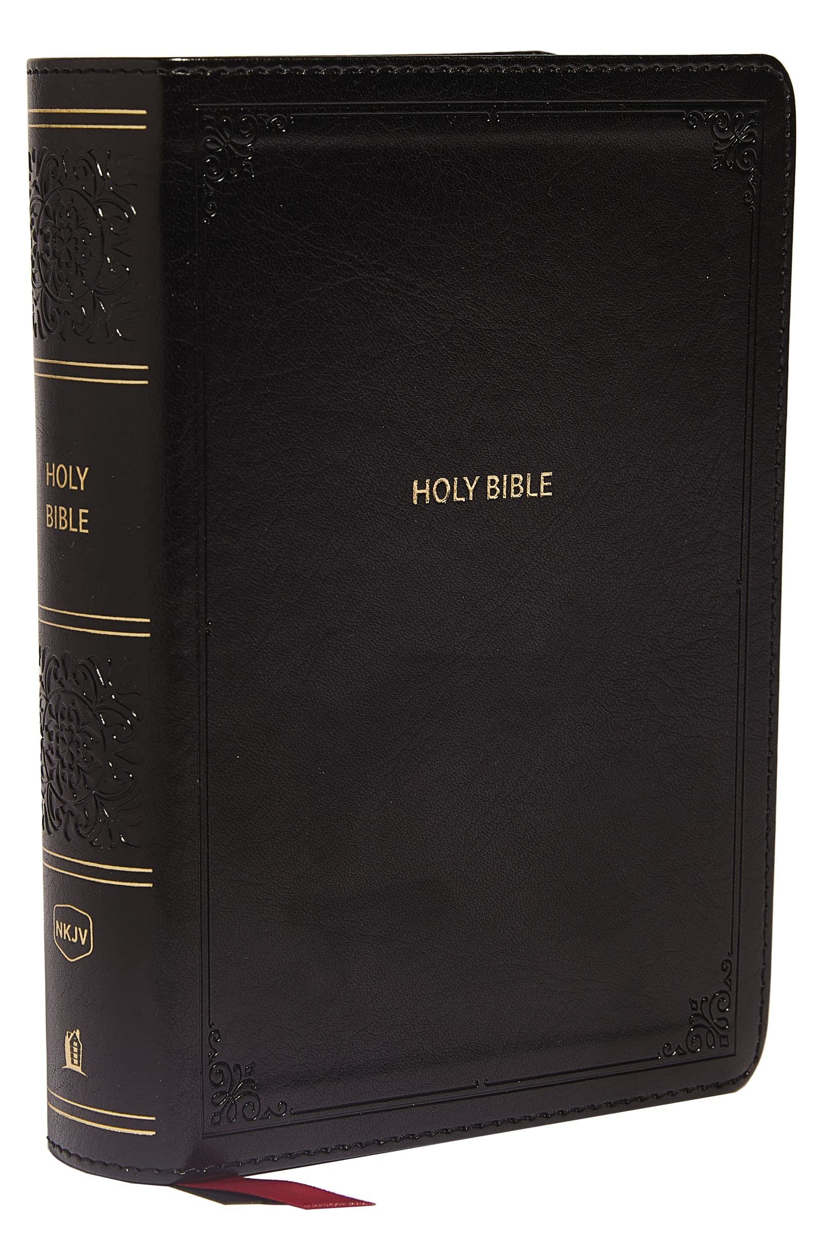 NKJV Compact Leathersoft End-of-Verse Reference Bible in Black with Red Letter Comfort Print