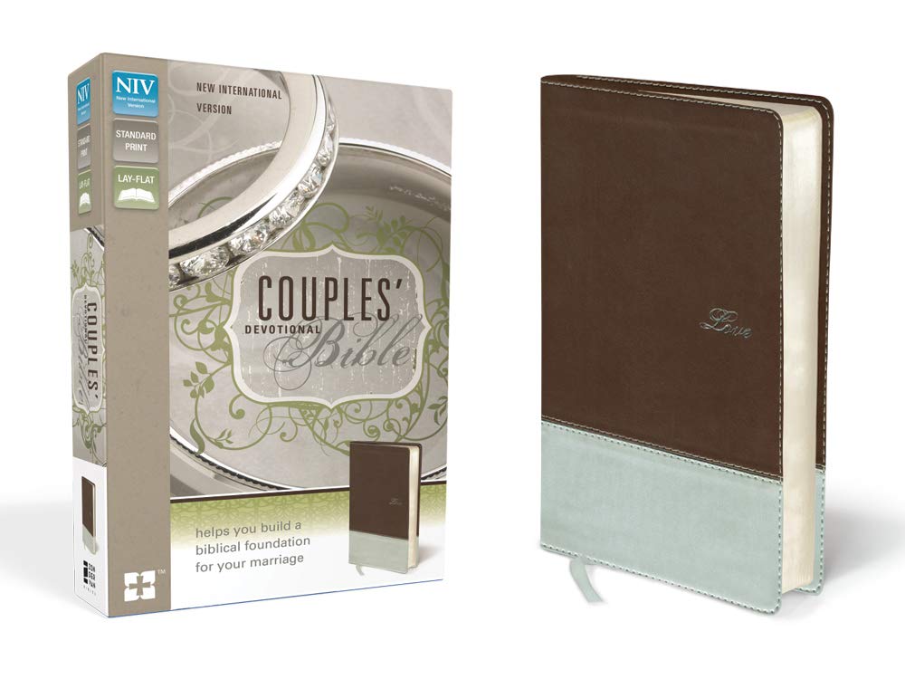 Chocolate/Silver Italian Duo-Tone NIV Couples' Devotional Bible for couples and Christian families