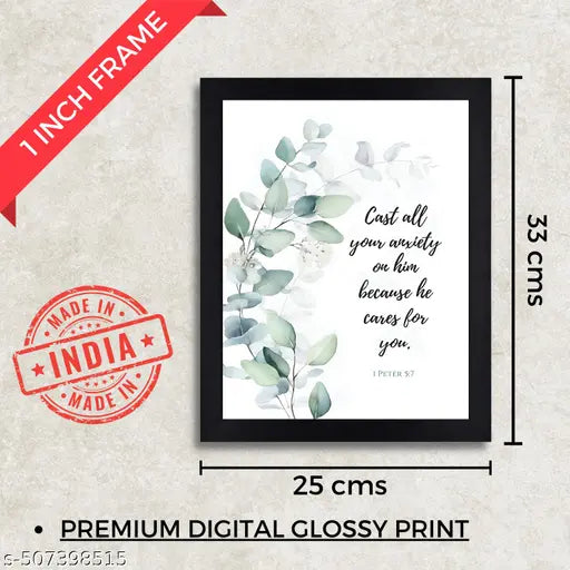 1 Peter 5:7 Bible Verse Wall Art - Christian Decor Framed Poster Featuring 'Cast All Your Anxiety on Him'