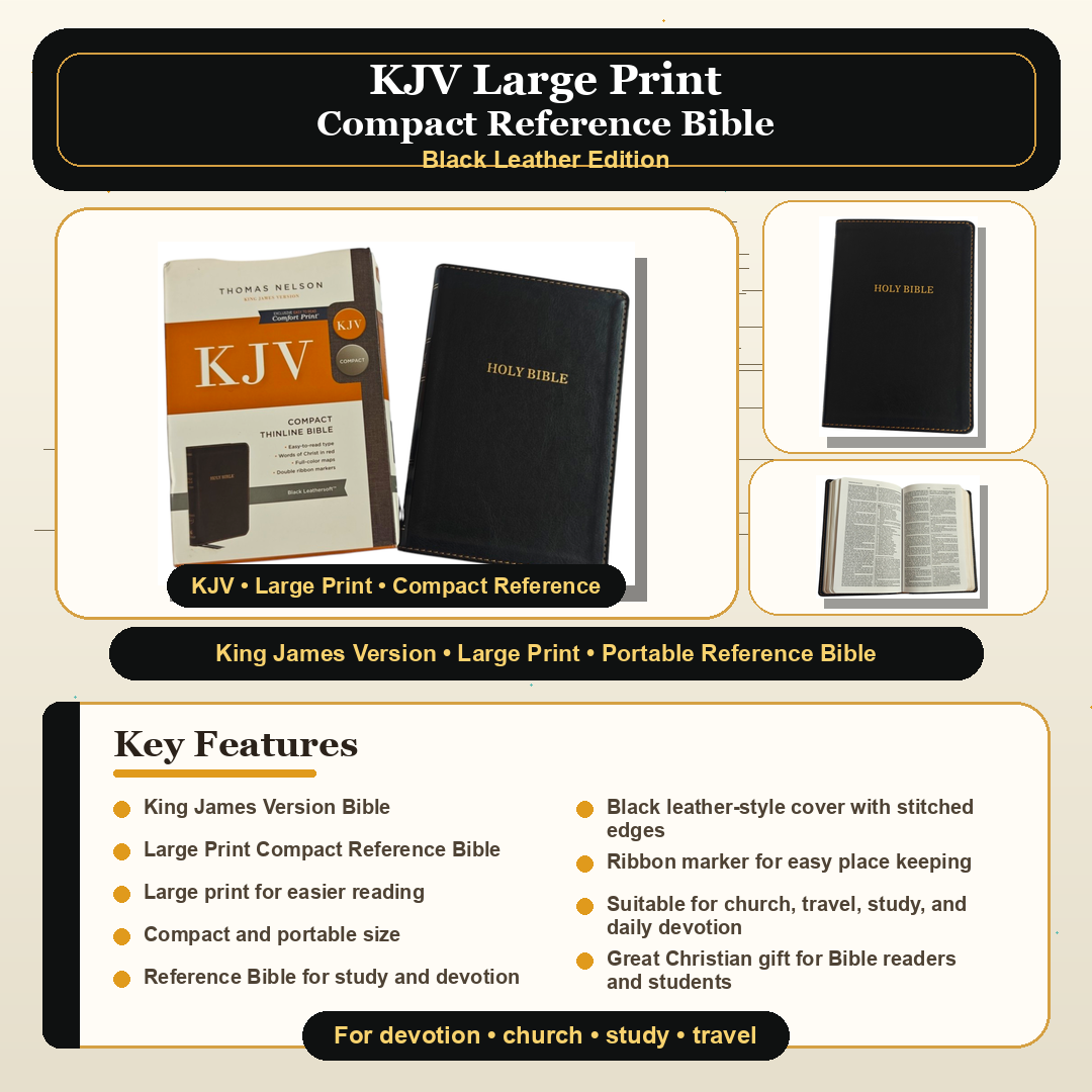KJV Compact Thinline Bible, Comfort Print – Black Leathersoft (Thomas Nelson)