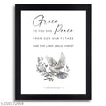 2 Corinthians 1:2 Bible Verse 'Grace and Peace' Wall Art - Black Synthetic Wood Frame