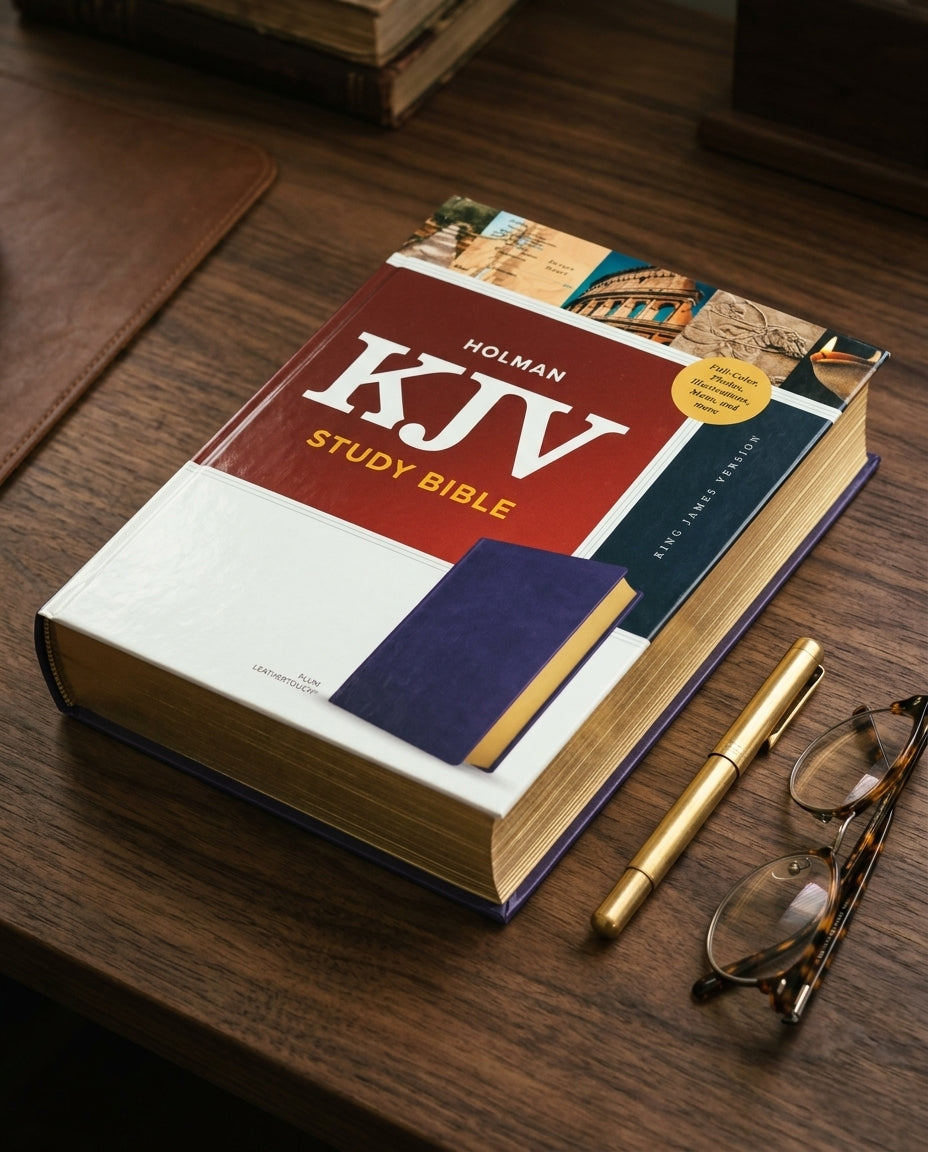 Leatherbound Study Bible — Scholar's Desk Lifestyle | Generated by Modelize