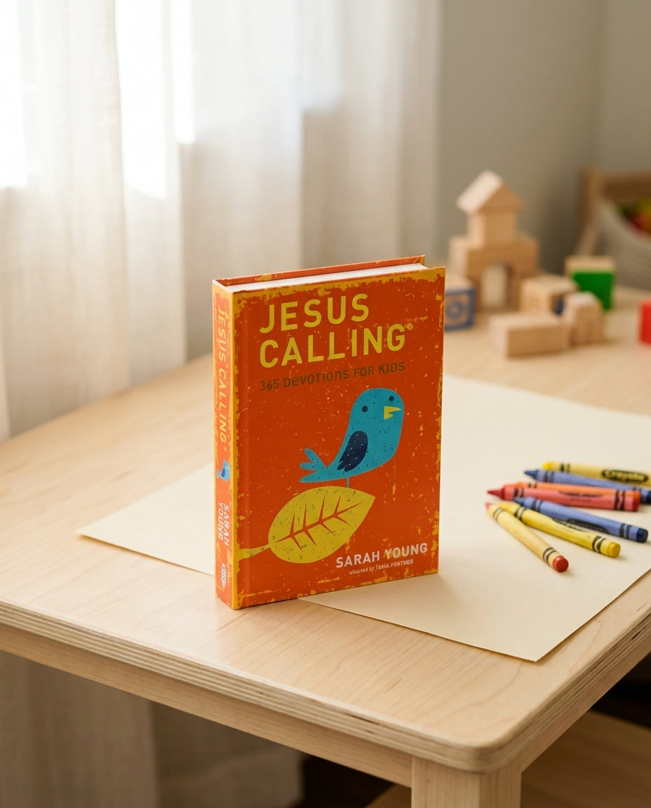 Hardcover Devotional Book — Playroom Lifestyle | Generated by Modelize