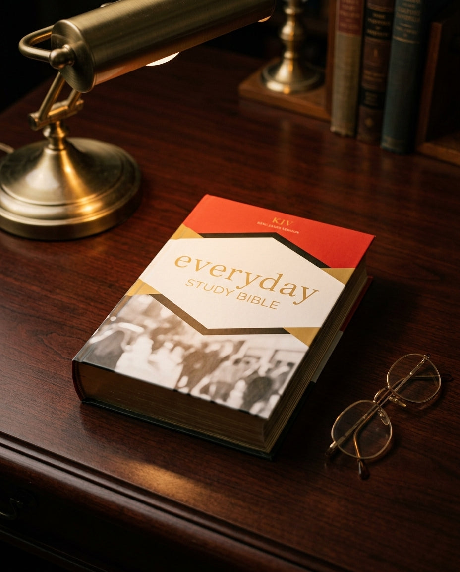 KJV Everyday Study Bible - Red Hardcover + The Bible Knowledge Commentary Gospels | Combo